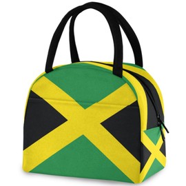 ZzWwR Fashion Jamaican Flag Reusable Lunch Tote Bag with Front Pocket Zipper Closure Insulated Thermal Cooler Container Bag for Man Women Work Picnic Travel Beach Fishing