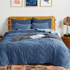 KASENTEX Zig Zag Quilt Bed Set Queen Size- Lightweight All Season Reversible Ultra Soft Bedspread Bedding Set