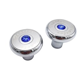 Chrome Blue Diamond Deluxe Tractor Trailer Air Brake Valve Knob Set (Screw-On)