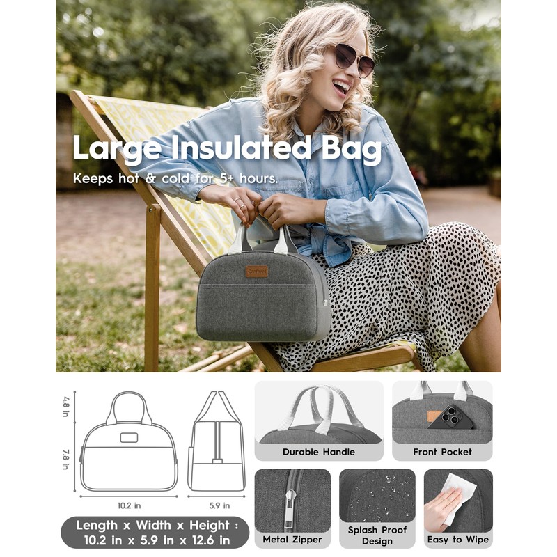 Adults Bento Box with Insulated Lunch Bag, 74oz Capacity 3