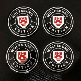 4Pc Wolfsburg Edition Emblem Car Wheel Center Hub Cap 3D Badge Decal Sticker Replacment for Wolfsburg (Red)