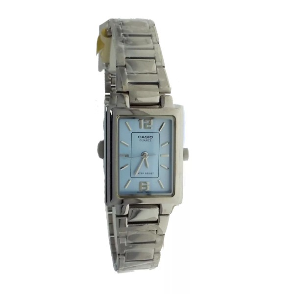 Casio Rectangle Light Blue Dial Metal New Ladies Wristwatch Watch