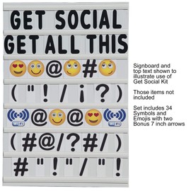 KitAbility Get Social 4 Inch Set for White Message Board Sidewalk Signs, Includes Emoji, Symbols, Additional Punctuation, and Arrows