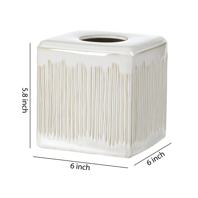 Motifeur Bathroom Accessories - Ceramic Tissue Holder, Decorative Square Tissue