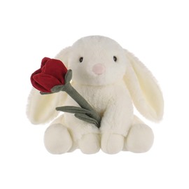 Apricot Lamb Toys Plush Cream Bunny Rabbit with Rose Stuffed Animal Soft Cuddly for Kids Girlfriend Mother's Day Valentine's Day (8 Inches)