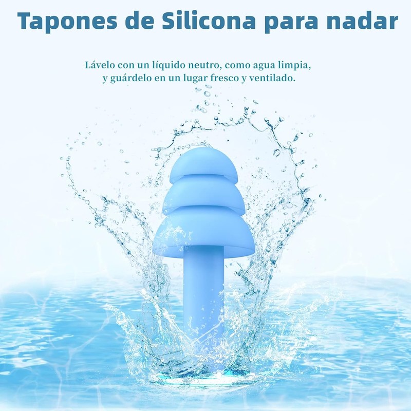 Tapones Oidos para Natación,Tapón Auditivo con Cable, Reutilizables