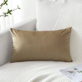 Artscope Luxury Velvet Pillow Covers Decorative Rectangle Pillowcases Soft Solid Cushion Cases for Couch Sofa Bedroom Car Decor 12x20 Inch Golden Brown
