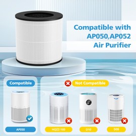 AP050 AP052 Replacement Filter, Compatible with Tailulu AP050,AP052 Air Purifier, HEPA Replacement Filter, 360° 3-Stage Filtration for Odor,Dust,Somke,Pollen, 2-Pack