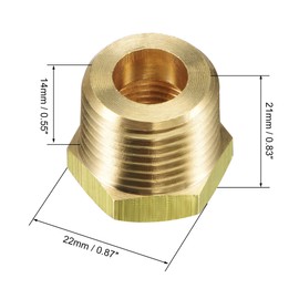 sourcing map Brass Pipe Fitting Reducer Adapter 1/2NPT Male x 3/8NPT Female for Water Oil Air Pressure Gauge Temp Sensor