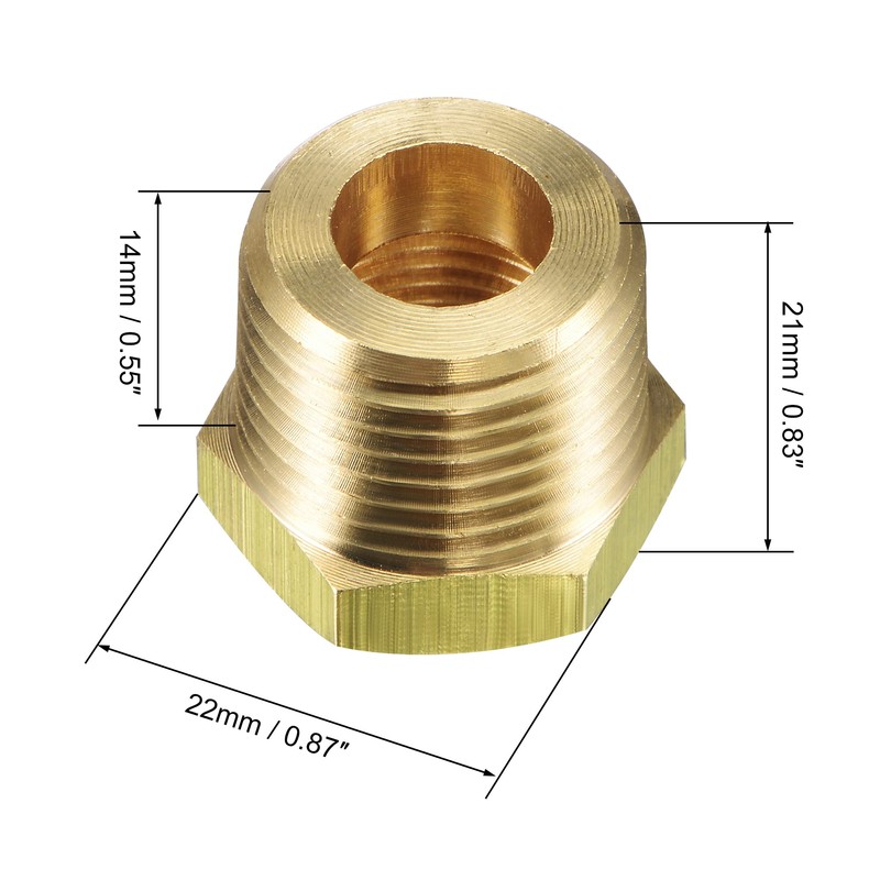 sourcing map Brass Pipe Fitting Reducer Adapter 1/2NPT Male x