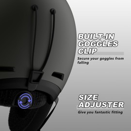 LANOVAGEAR Ski Helmet-Snowboard Helmet for Men,Women,Youth,Snow Helmet with Adjustable Vent,Winter Sports Helmet for Snowboarding,Skiing,Snowmobile Windproof (black, M)