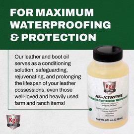 Kg’s Kg-Xtreme Leather Waterproofing Oil – Farm-Ranch & Sport Leather Waterproofing Oil Treatment, Barnyard Acid Proof, Protect and Restore All Types of Leather (8 fl oz)