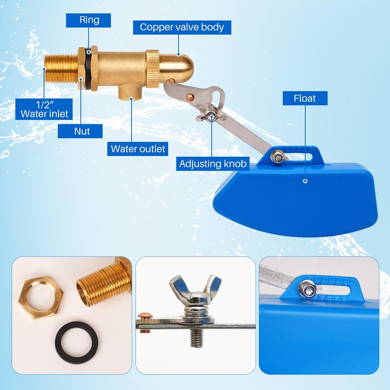 MUYIRTED Float Valve, 1/2 Inch Valves Made of Brass with