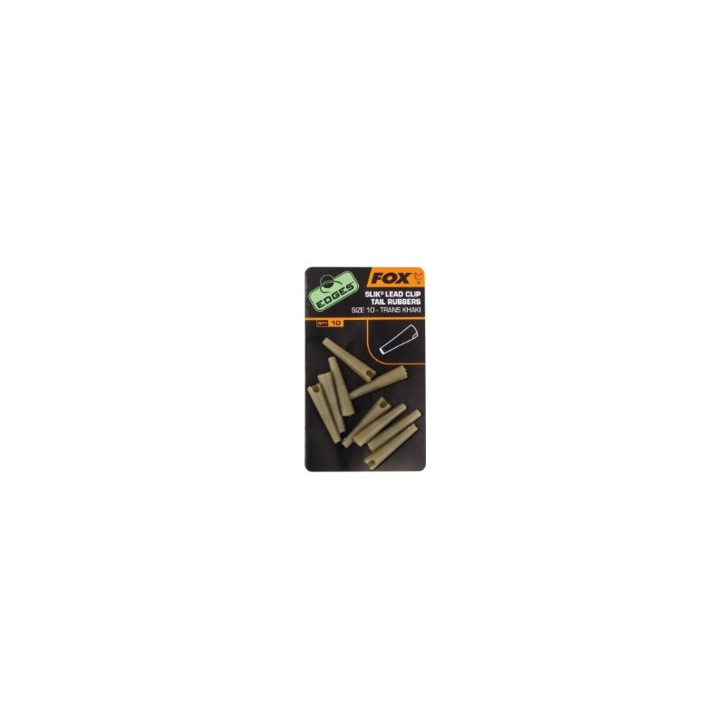 Fox Edges Slik Lead Clip Ttail Rubber Trans Khaki Size