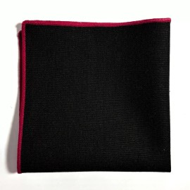 Unbranded Black & Red Linen/Cotton Pocket Square