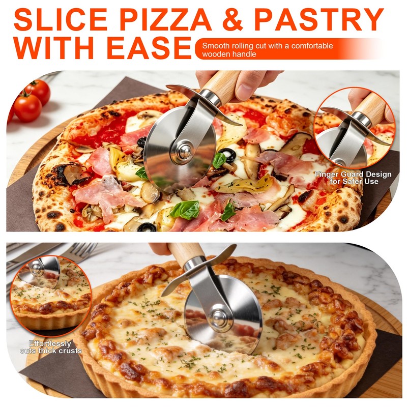 YIBAKE Pizza Accessory Set, 1 Pizza Cutter, 1 Large and