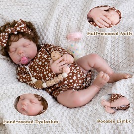 EKOKIZ Real Life Reborn Baby Dolls Girl-20- Inch Adorable Reborn Baby Dolls Soft Body Realistic Newborn Baby Handmade Cloth Body Baby Dolls with Baby Doll Accessories for Kids Age 3+