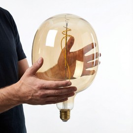 LUXEL GROUP Oversized Edison LED Light Huge Bulb Vintage Ellipse 170 5W Equivalent 40W - Dimmable 2200K Warm Glow 300 Lumens - E26 Base - Large Filament Decorative Bulbs - 360° Beam (Golden Glass)