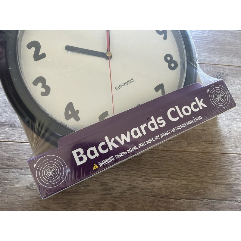 Accoutrements Archie McPhee Accoutrements Backwards Clock New & Sealed Novelty