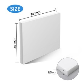 High-Density Polyethylene (HDPE) Sheet, 24x24 inches, 1/2 Inch Thickness, Corrosion-Resistant, Impact-Resistant, High-Strength Plastic Sheet Board for Industrial, Craft & Home Projects - White