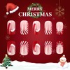 Christmas Press on Nails Medium Square MABKJLF Red French Tip