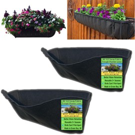 EZ Swap 36" Inch Trough Coconut Coco Liner Alternative - 36 Inch Fabric Trough Plant Liner Replacements for Hayrack Window Box Planter (2-Pack). Enjoy 3+ Seasons - Made in U.S.A.
