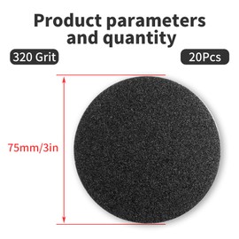 Skweawert 20 Pcs 3 Inch 320 Grits No Hole Hook and Loop Sanding Discs, Silicon Carbide Wet Dry Flocking Sandpaper for Random Orbital Sander, Wood, Car, Metal, Plastic, Paint Polishing
