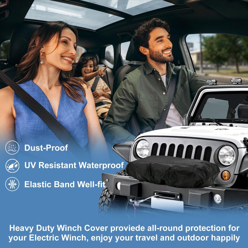 Winch Cover, New Upgrade Heavy Duty 600D Oxford Fabric Winch