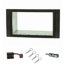 tomzz Audio 2415-072-1 Double DIN Radio Fascia Set Compatible with Ford Focus 2 Fiesta C-Max S-Max Galaxy Mondeo Kuga Transit Black with Quadlock Adapter ISO Antenna Adapter ISO DIN Release Lever