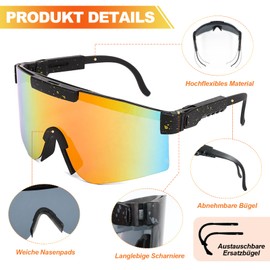 Homelyxe Quick Glasses Men Women Cycling Glasses Sports Sunglasses UV400 Protection Sports Glasses Windproof Road Bike Glasses Adjustable Bicycle Glasses for Running Rave Cycling Sports Mountaineering