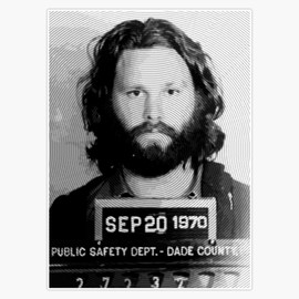 Jim Morrison Mugshot Fan Art By Nicheprintsnyc Vinyl Waterproof Sticker Decal Car Laptop Wall Window Bumper Sticker 5"