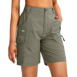 Viodia - Pantalones cortos tipo cargo para mujer, de 7 pulgadas, con bolsillos, secado rápido, ligeros, para golf, casual, verano, Verde pizarra, X-Large