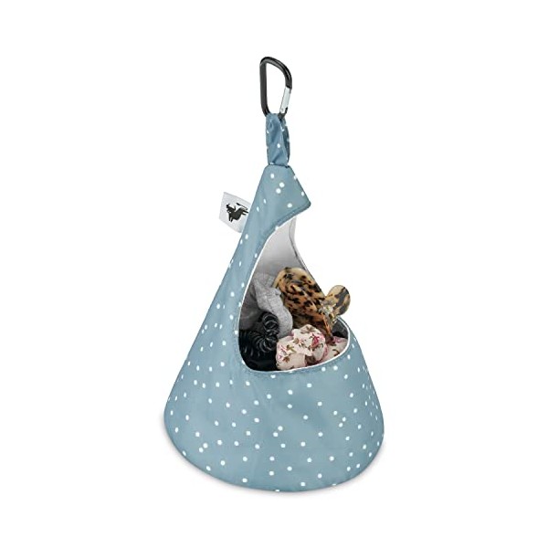 DimBull Polka Dot Cotton Peg Bag, Conical Bag for Storage. Durable, Washable Clothes Peg Bag with Black Anodised Carabiner Hook.