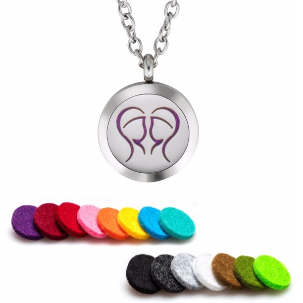 Essential Oil Diffuser Necklace Pendant Stainless Steel Zodiac Gemini