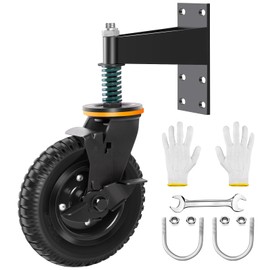 MICOLLY 8"" Gate Wheels for Metal Tube Gate Swing Wooden Fence Gate, Spring-Loaded Gate Caster (8 in), Black