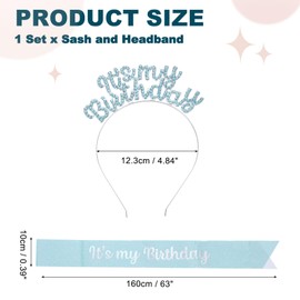 PATIKIL It's My Birthday Sash with Headband, Birthday Sash Tiara for Women Party Crown Birthday Queen Decoration Kit Accessories, Blue