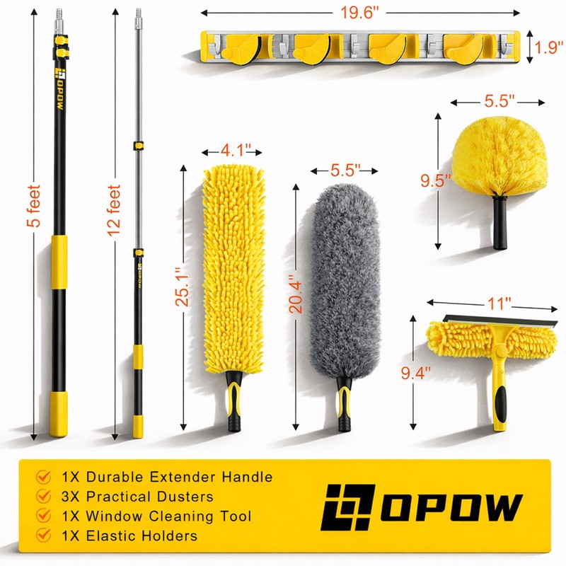 20 Foot High Ceiling Duster Kits with 5-12ft Heavy Duty