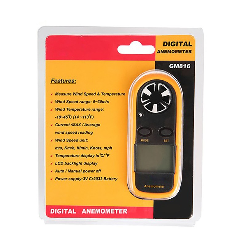 Wind Speed Meter Chill Tester Velocity Gauge Digital Anemometer for