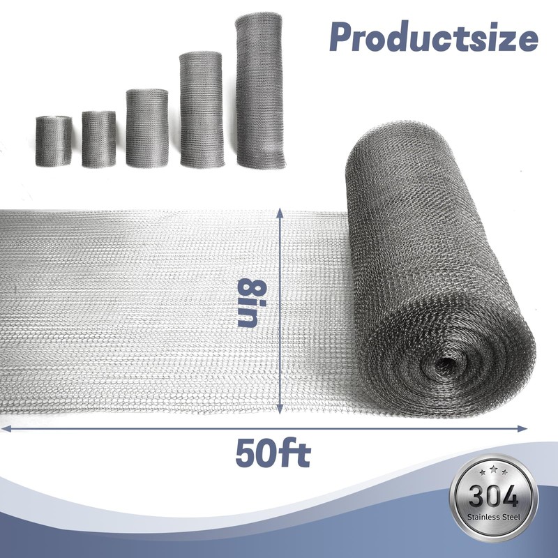 8" X 50 ft 304 Stainless Steel Mesh, Wire Mesh