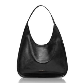 Hobo Bags for Women Soft PU Leather Shoulder Tote Purses with Zipper (Black)