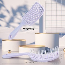 START MAKERS Cepillo para el cabello, cepillo desenredante profesional para cabello rizado, lacio y grueso, mujeres, hombres, cepillo de pala ancha, cepillo desenredante curvo, lavanda púrpura.