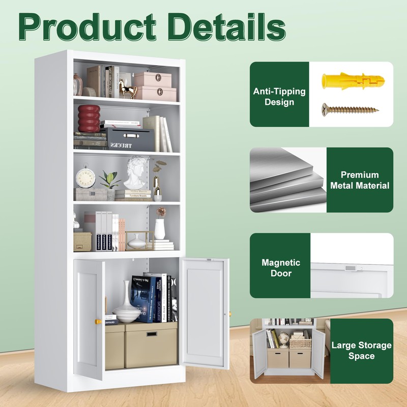 YILFANA Kitchen Pantry Cabinet, 55" Tall Metal Storage Cabinet with