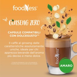 foodNess - 1 Box da 10 Capsule di Ginseng Zero, Capsule Compatibili con Sistema Dolce Gusto, Preparato in Polvere Senza Additivi, Senza Glutine, Lattosio, Grassi Idrogenati e Zuccheri Aggiunti