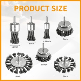 AOKLIT 7 Pack Twist Knot Wire Wheel Brush Crimped Cup Wire Wheels Brush Set for Drill with 1/4-Inch Shank for Rust Removal, Corrosion and Paint