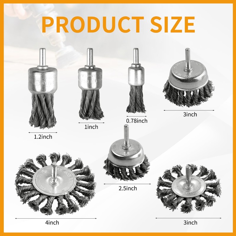 AOKLIT 7 Pack Twist Knot Wire Wheel Brush Crimped Cup