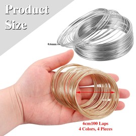 FFDHWU 4 Pieces Iron Hoop Wire Hoops, Bracelet Making Memory Wire, Bracelet Wire, Jewelry Wire, Bracelet Jewelry Making, Jewelry Beading Wire