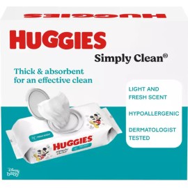 Huggies Baby Wipes Huggies Natural Care Sensitive Baby Wipes, 3 Packs of 64 (192 Total) - Fresh Scent & 1 Count (Pack of 192)