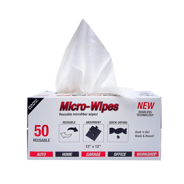 Eurow Reusable Microfiber Cleaning and Drying Wipes with Dispenser Box, 200GSM, 12 by 12 Inches, Pack of 50