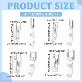 BENECREAT 16 PCS 4 Style Brass Watch Strap Clasp, Bracelet Clasp, Silver Folding Necklace Extender for Watches, Bracelets, Necklaces Crafts Crafts, 4 PCS/Style
