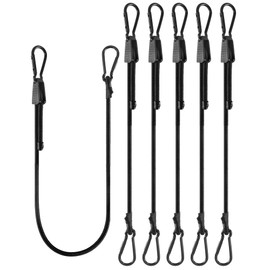 12 Inch Adjustable Carabiner Bungee Cords with Hooks, Easy to Adjust from 7" to 12", Black Bungee Straps with UV-Resistance & Superior Elasticity for Cargo, Bike, Luggage, Carts, Truck, etc (6 Pcs)